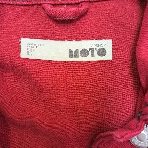 𝅺topshop MOTO Red Boxy‎ Denim Jacket - Picture 7 of 14